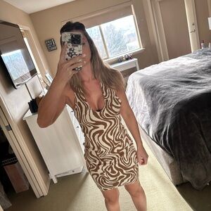 Stylish Brown and White Women's Dress